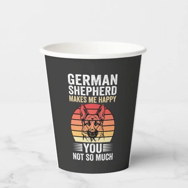 German Shepherd Dog Lover Funny Retro Paper Cups (Front)
