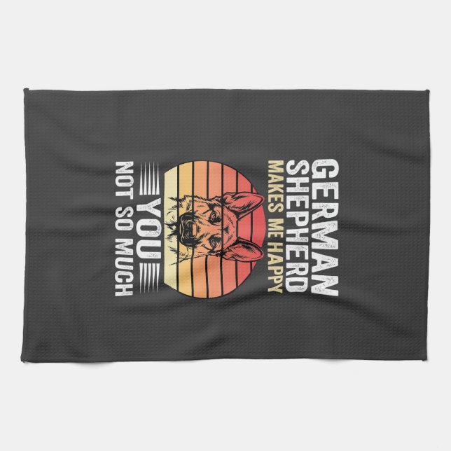 German Shepherd Dog Lover Funny Retro Tea Towel (Horizontal)