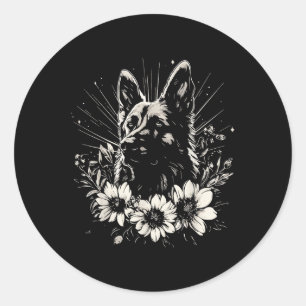 German Shepherd Dog Lover Retro Style Tattoo Classic Round Sticker