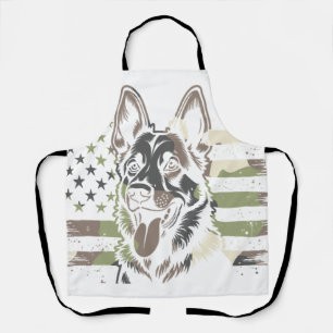 German Shepherd Dog Lover USA American Flag 4th Of Apron