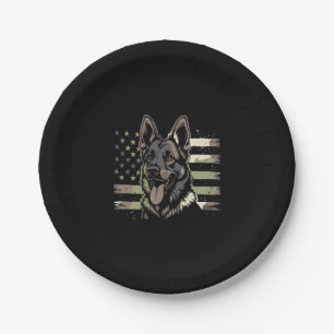 German Shepherd Dog Lover USA American Flag 4th Of Paper Plate