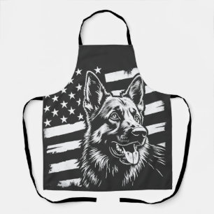 German Shepherd Dog Lover USA American Flag Apron