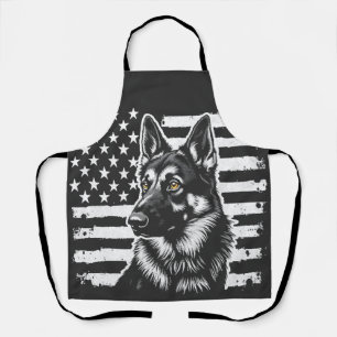 German Shepherd Dog Lover USA American Flag Apron