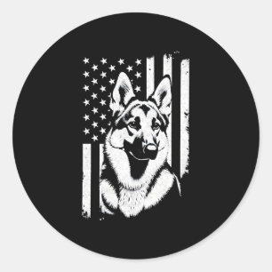 German Shepherd Dog Lover USA American Flag Classic Round Sticker