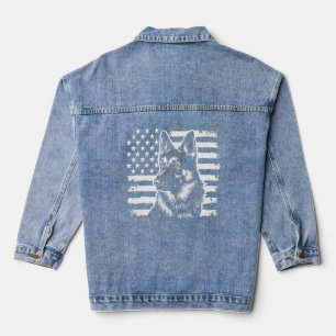 German Shepherd Dog Lover USA American Flag Denim Jacket