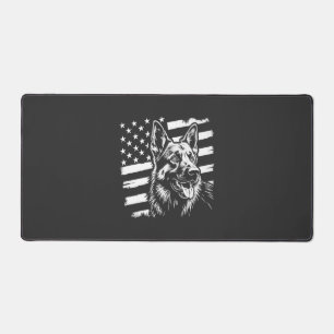 German Shepherd Dog Lover USA American Flag Desk Mat