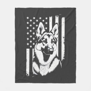German Shepherd Dog Lover USA American Flag Fleece Blanket