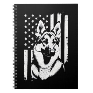German Shepherd Dog Lover USA American Flag   Notebook