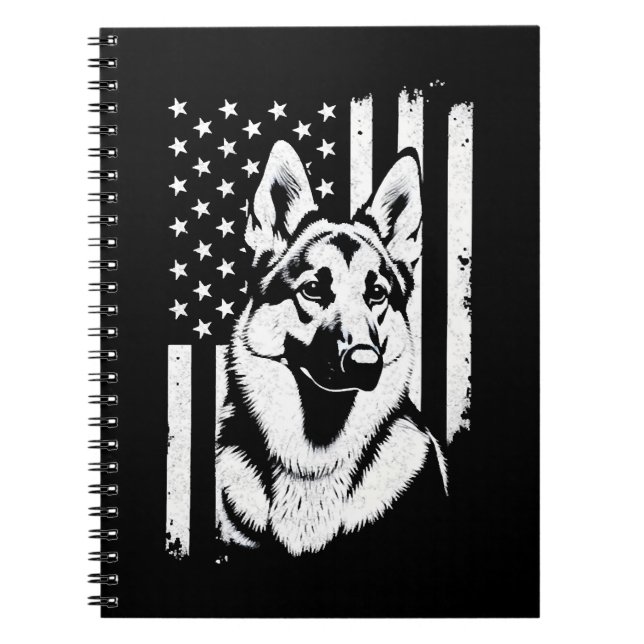 German Shepherd Dog Lover USA American Flag   Notebook (Front)