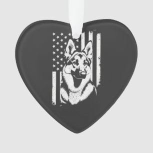 German Shepherd Dog Lover USA American Flag   Ornament