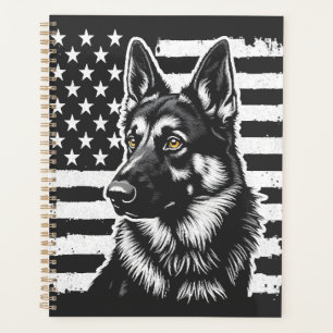 German Shepherd Dog Lover USA American Flag  Planner
