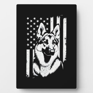 German Shepherd Dog Lover USA American Flag Plaque