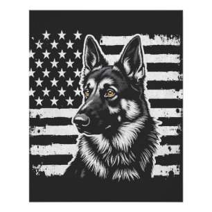 German Shepherd Dog Lover USA American Flag Poster