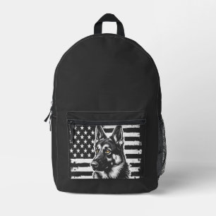 German Shepherd Dog Lover USA American Flag Printed Backpack