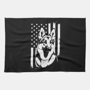 German Shepherd Dog Lover USA American Flag   Tea Towel