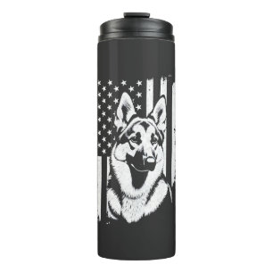 German Shepherd Dog Lover USA American Flag Thermal Tumbler