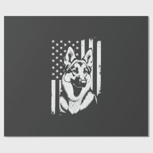 German Shepherd Dog Lover USA American Flag Wrapping Paper