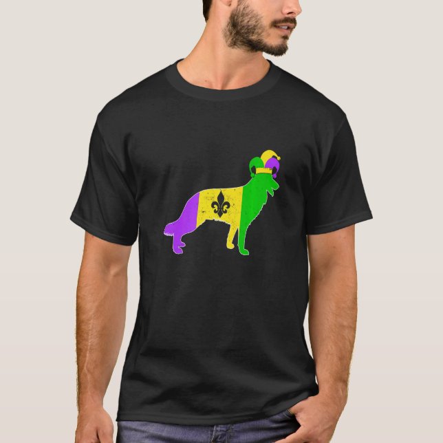 German Shepherd Dog Mardi Gras Carnivals Funny Pup T-Shirt (Front)