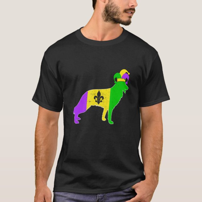 German Shepherd Dog Mardi Gras Carnivals Funny Pup T-Shirt (Front)