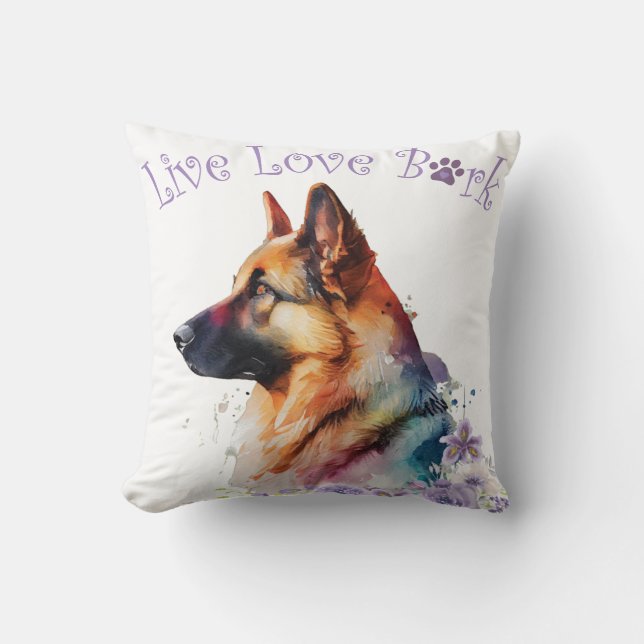 German Shepherd Dog Mum Floral Cushion (Front)