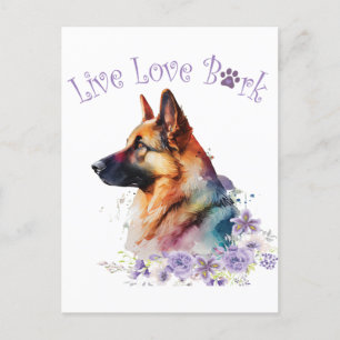 German Shepherd Dog Mum Floral Postcard