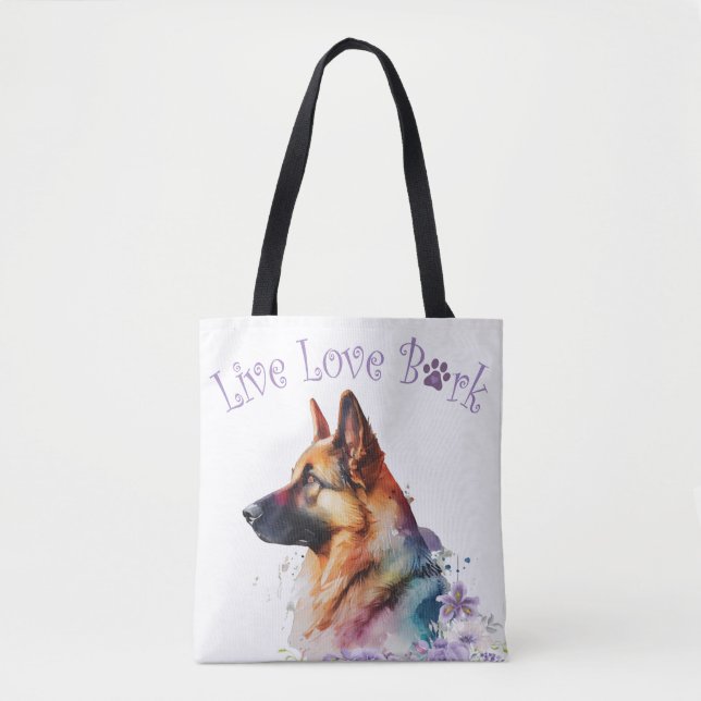 German Shepherd Dog Mum Floral Tote Bag (Front)