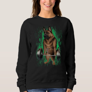 German Shepherd Dog Muscle Training With Barbell S Sweatshirt
