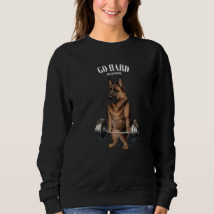 German Shepherd Dog Muscle Training With Barbell S Sweatshirt