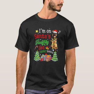 German Shepherd Dog On Santa's Naughty List Xmas T-Shirt