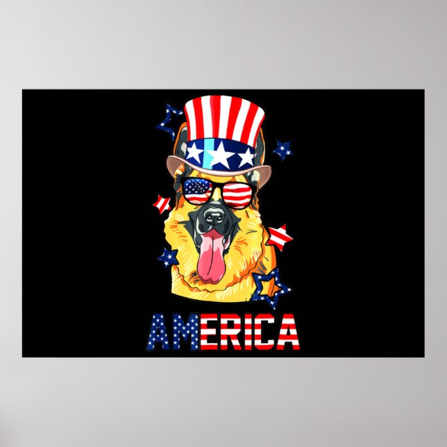 German Shepherd Dog Owner 4Th Of July Poster (Front)