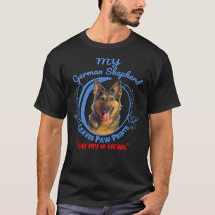 German Shepherd Dog Owner Paw Prints On My Heart T T-Shirt