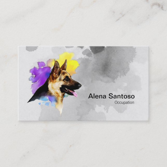 German Shepherd Dog Painting Business Card (Front)