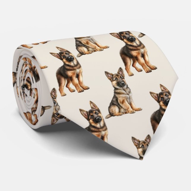 German Shepherd Dog Pattern Tie (Rolled)