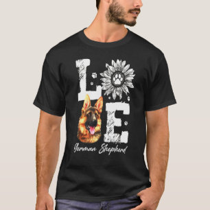 German Shepherd Dog Paw Sunflower T-Shirt