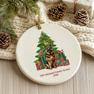 German Shepherd Dog Personalised Christmas Ceramic Ornament