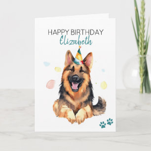 German Shepherd Dog Personalised Happy Birthday  Card