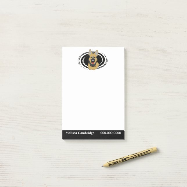 German Shepherd Dog Personalised Post-it Notes (On Desk)