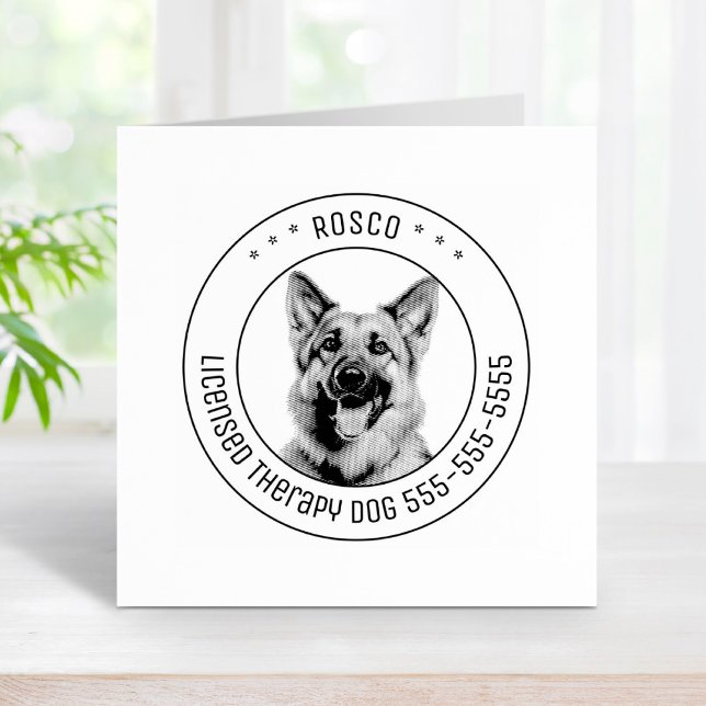 German Shepherd Dog Pet Photo Round Rubber Stamp (Creator Uploaded)
