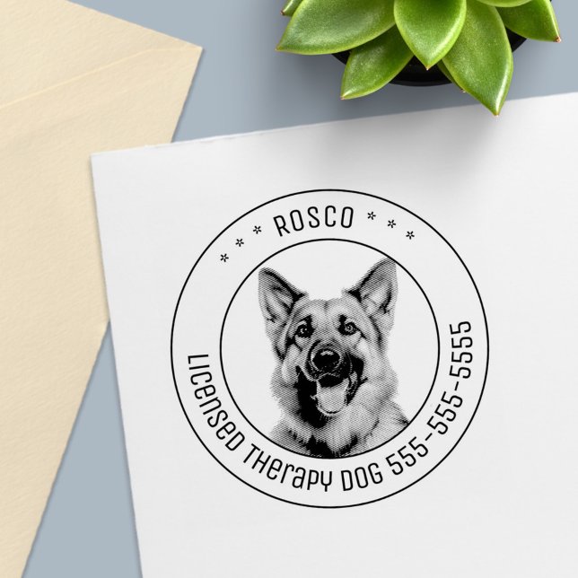 German Shepherd Dog Pet Photo Round Self-inking Stamp (Creator Uploaded)