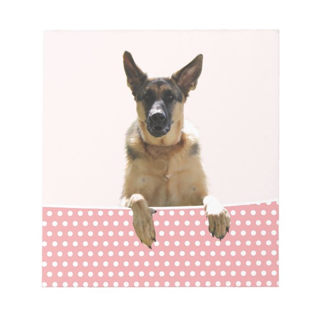German Shepherd Dog Pink Polka Dots Notepad (Front)