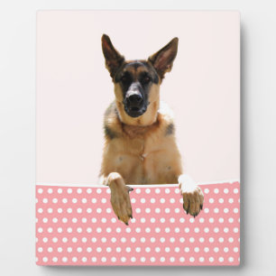 German Shepherd Dog Pink Polka Dots Plaque