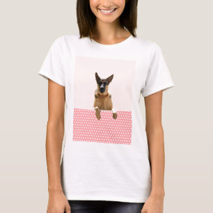 German Shepherd Dog Pink Polka Dots T-Shirt