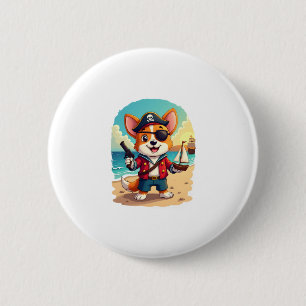 German Shepherd Dog Pirate 6 Cm Round Badge