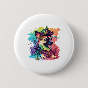 German Shepherd Dog Pirate   6 Cm Round Badge