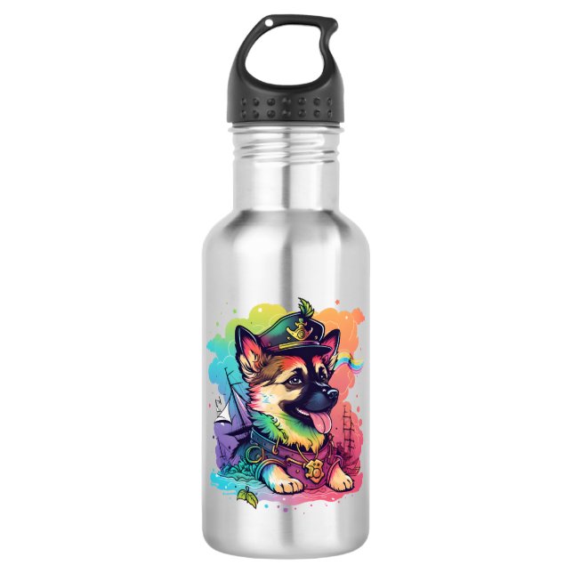 German Shepherd Dog Pirate   710 Ml Water Bottle (Front)