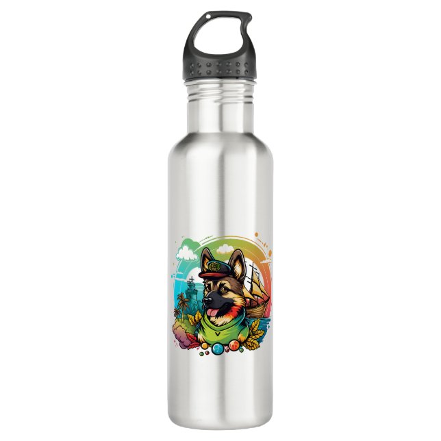 German Shepherd Dog Pirate  710 Ml Water Bottle (Front)