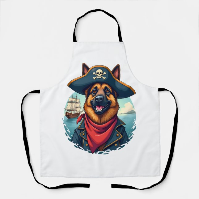 German Shepherd Dog Pirate  Apron (Front)