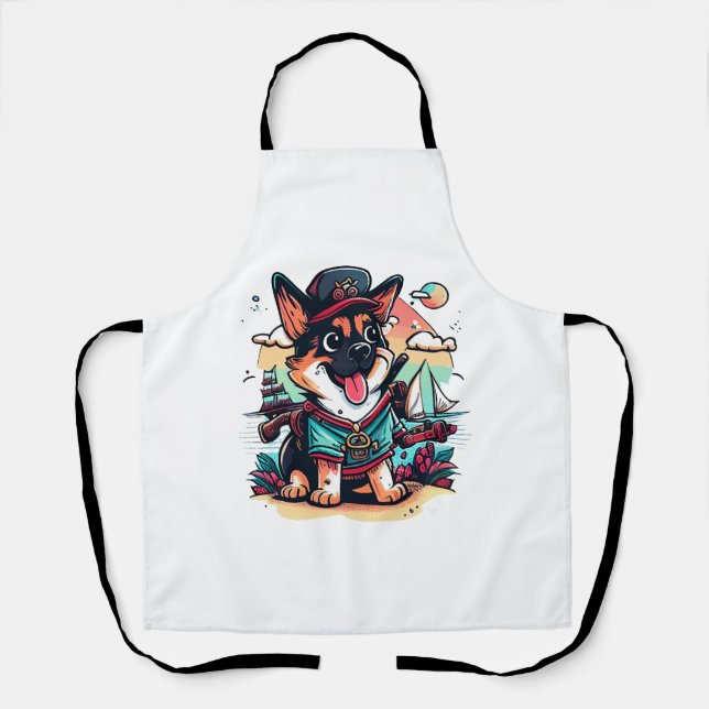 German Shepherd Dog Pirate Apron (Front)