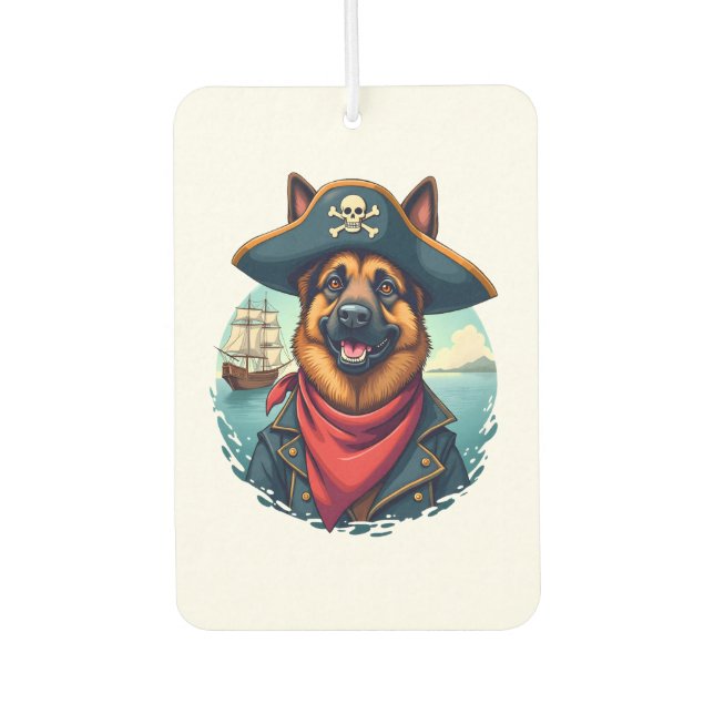 German Shepherd Dog Pirate Copy Car Air Freshener (Front)