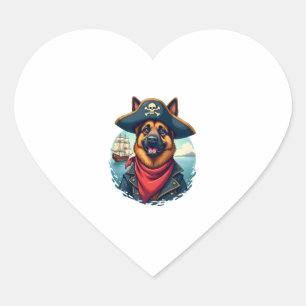 German Shepherd Dog Pirate Copy Heart Sticker